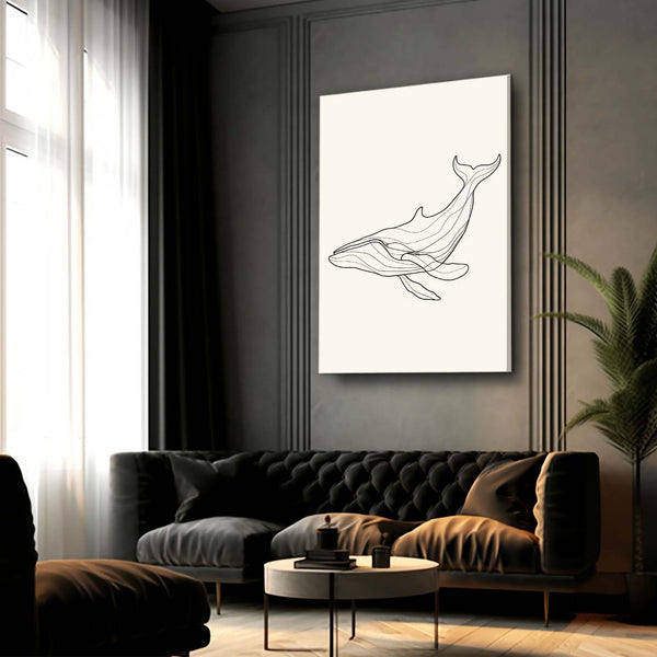 Minimalist Line Whale Art | MusaArtGallery™