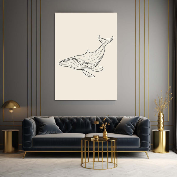 Minimalist Line Whale Art | MusaArtGallery™