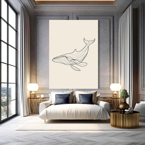 Minimalist Line Whale Art | MusaArtGallery™