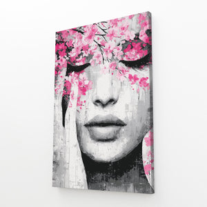 Minimalist Woman Cherry Blossom Wall Art