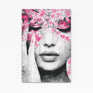 Minimalist Woman Cherry Blossom Wall Art