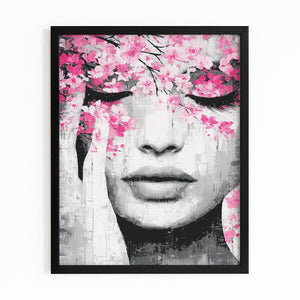 Minimalist Woman Cherry Blossom Wall Art