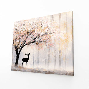 Misty Deer Cherry Blossom Tree Art