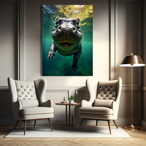 Modern Wall Hippopotamus Art For Living Room | MusaArtGallery™