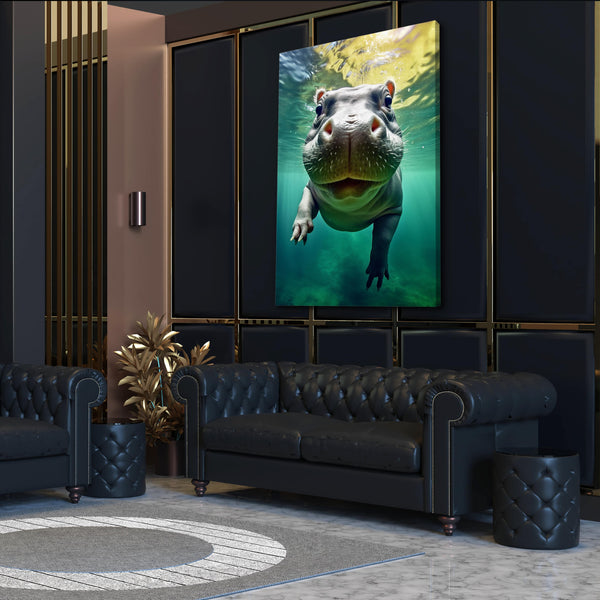 Modern Wall Hippopotamus Art For Living Room | MusaArtGallery™