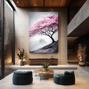 Monochrome Cherry Blossom Tree Wall Art