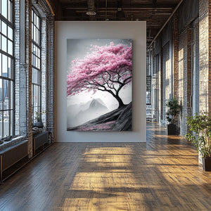 Monochrome Cherry Blossom Tree Wall Art