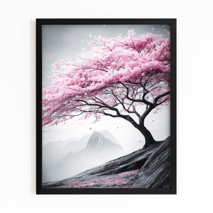 Monochrome Cherry Blossom Tree Wall Art