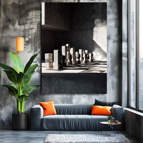 Monochrome Chess Board Art