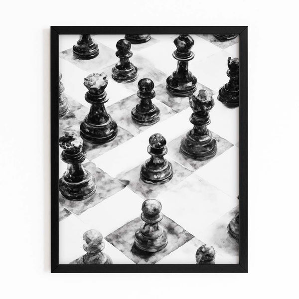 Monochrome Chess Piece Art
