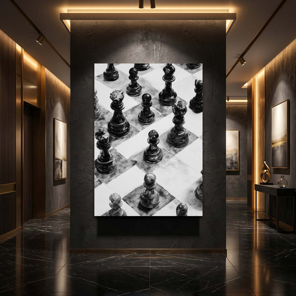 Monochrome Chess Piece Art