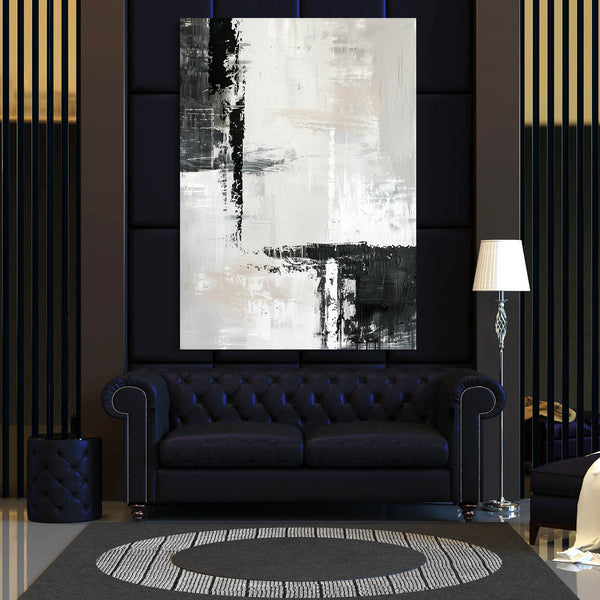 Monochrome Layers Abstract Art | MusaArtGallery™