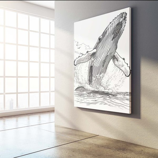 Monochrome Splash Whale Art | MusaArtGallery™