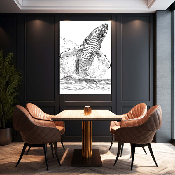 Monochrome Splash Whale Art | MusaArtGallery™