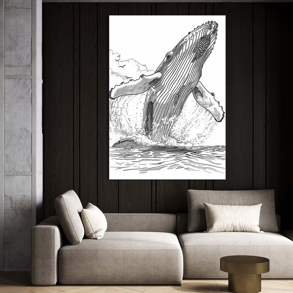 Monochrome Splash Whale Art | MusaArtGallery™