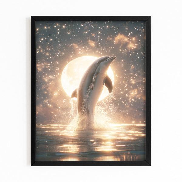 Moon Dolphin Wall Art