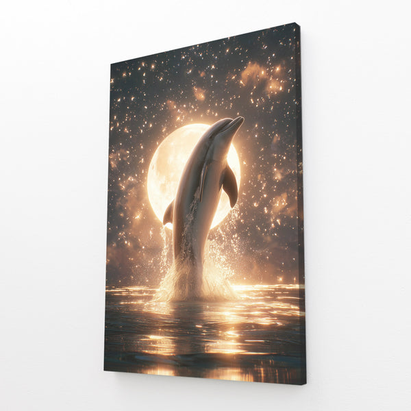 Moon Dolphin Wall Art