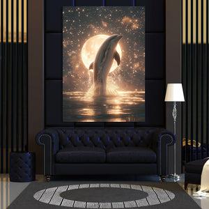 Moon Dolphin Wall Art