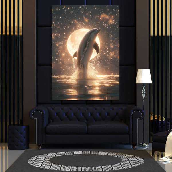 Moon Dolphin Wall Art