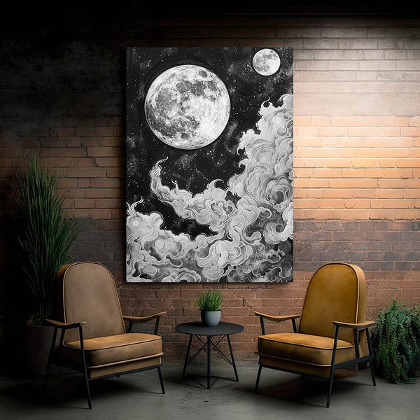 Moon White Black Art  | MusaArtGallery™