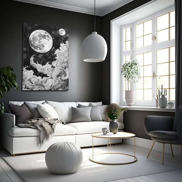 Moon White Black Art  | MusaArtGallery™