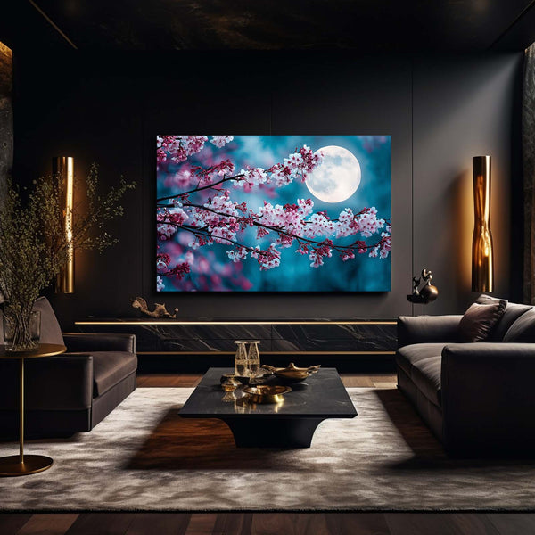 Moonlit Cherry Blossom Branch Wall Art