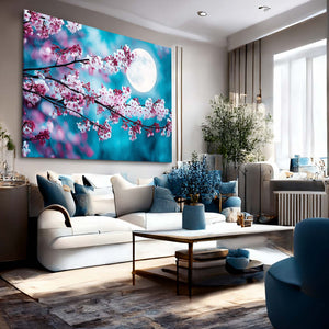 Moonlit Cherry Blossom Branch Wall Art