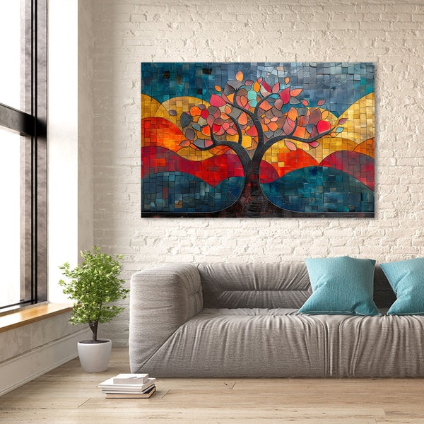 Mosaic Sunset Tree Art | MusaArtGallery™