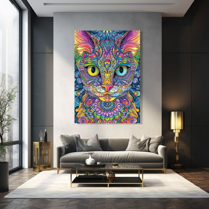 Multi Color Cat Art Canvas | MusaArtGallery™