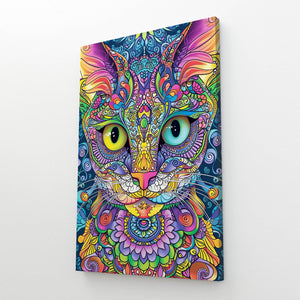 Multi Color Cat Art Canvas | MusaArtGallery™