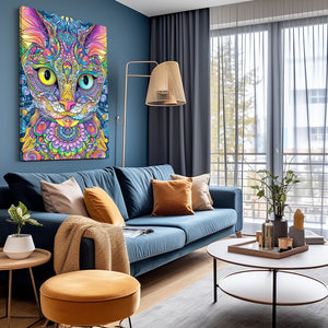 Multi Color Cat Art Canvas | MusaArtGallery™