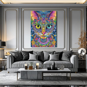Multi Color Cat Art Canvas | MusaArtGallery™