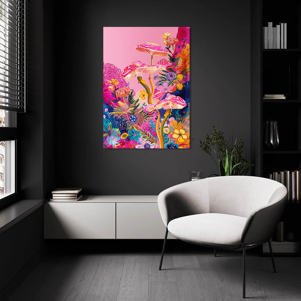 Mushroom Art pink Aesthetic | MusaArtGallery™