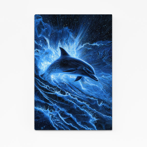 Navy Blue Dolphin Art