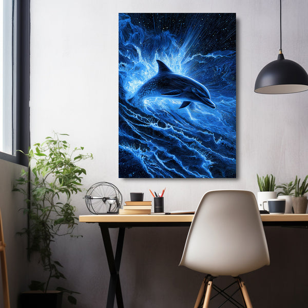Navy Blue Dolphin Art