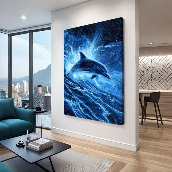 Navy Blue Dolphin Art