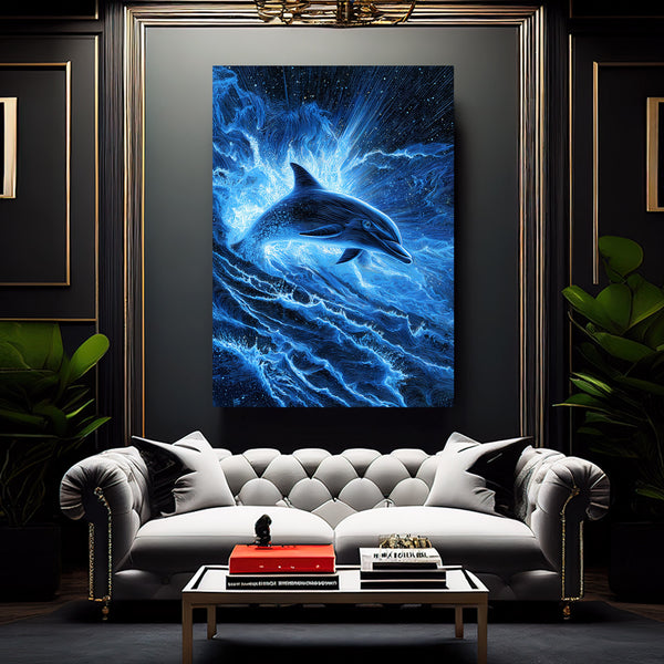 Navy Blue Dolphin Art