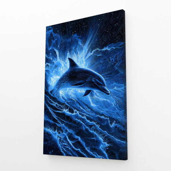 Navy Blue Dolphin Art