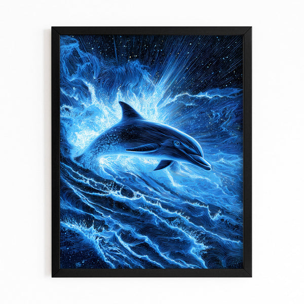 Navy Blue Dolphin Art