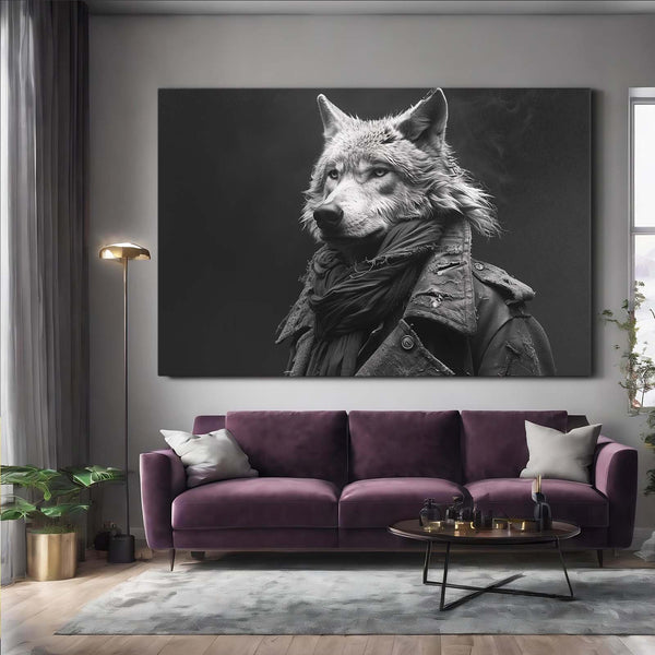 Negative Wolf Canvas Art | MusaArtGallery™