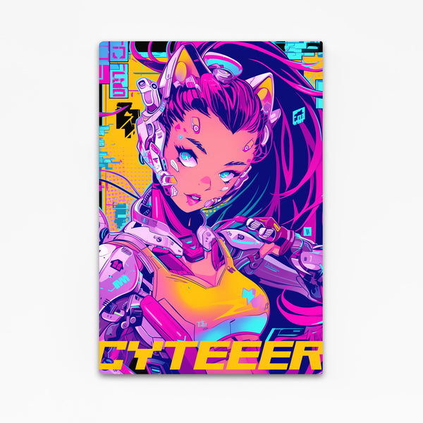 Neon Catgirl Cyberpunk Art | MusaArtGallery™