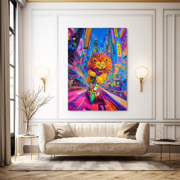 Neon City Lion Wall Art | MusaArtGallery™