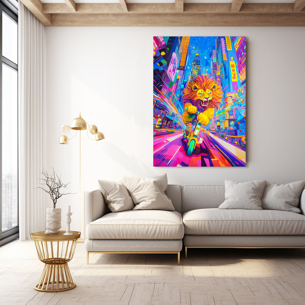 Neon City Lion Wall Art | MusaArtGallery™