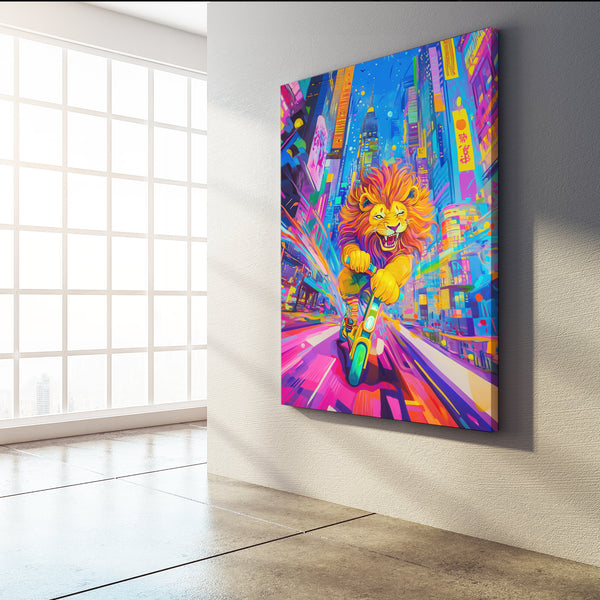 Neon City Lion Wall Art | MusaArtGallery™