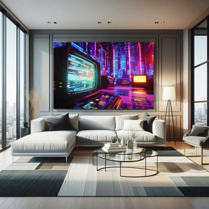 Neon Control Room Cyberpunk Art | MusaArtGallery™