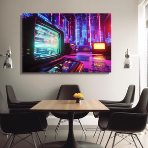 Neon Control Room Cyberpunk Art | MusaArtGallery™