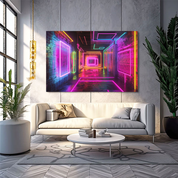 Neon Corridor Abstract Art | MusaArtGallery™