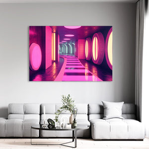 Neon Corridor Cyberpunk Art | MusaArtGallery™