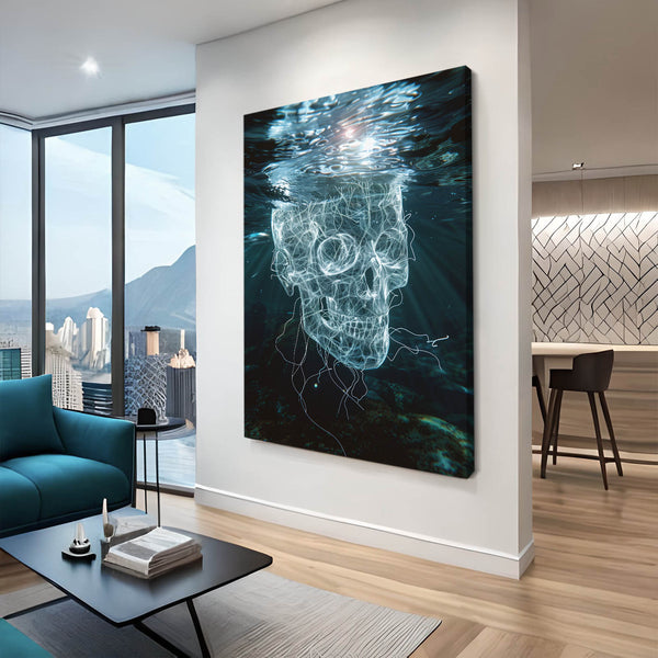 Neon Depths Skull Art | MusaArtGallery™