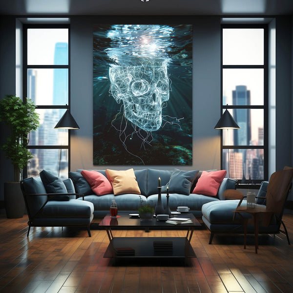 Neon Depths Skull Art | MusaArtGallery™